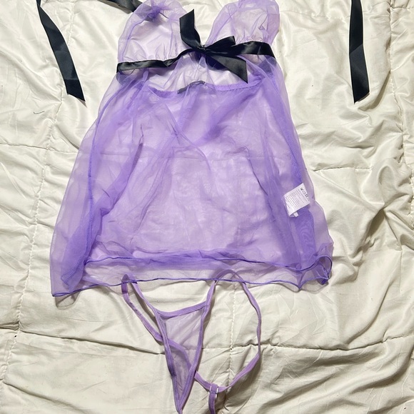 Sheer Purple Babydoll Lingerie Set - Picture 1 of 4